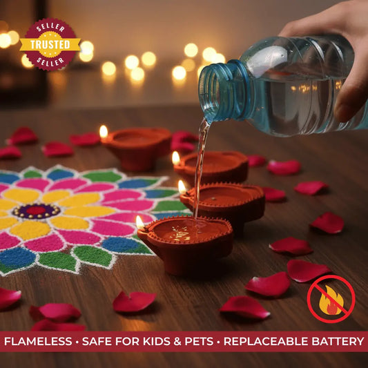 LED Water Sensor Diyas for Decoration | Kids & Pets Friendly