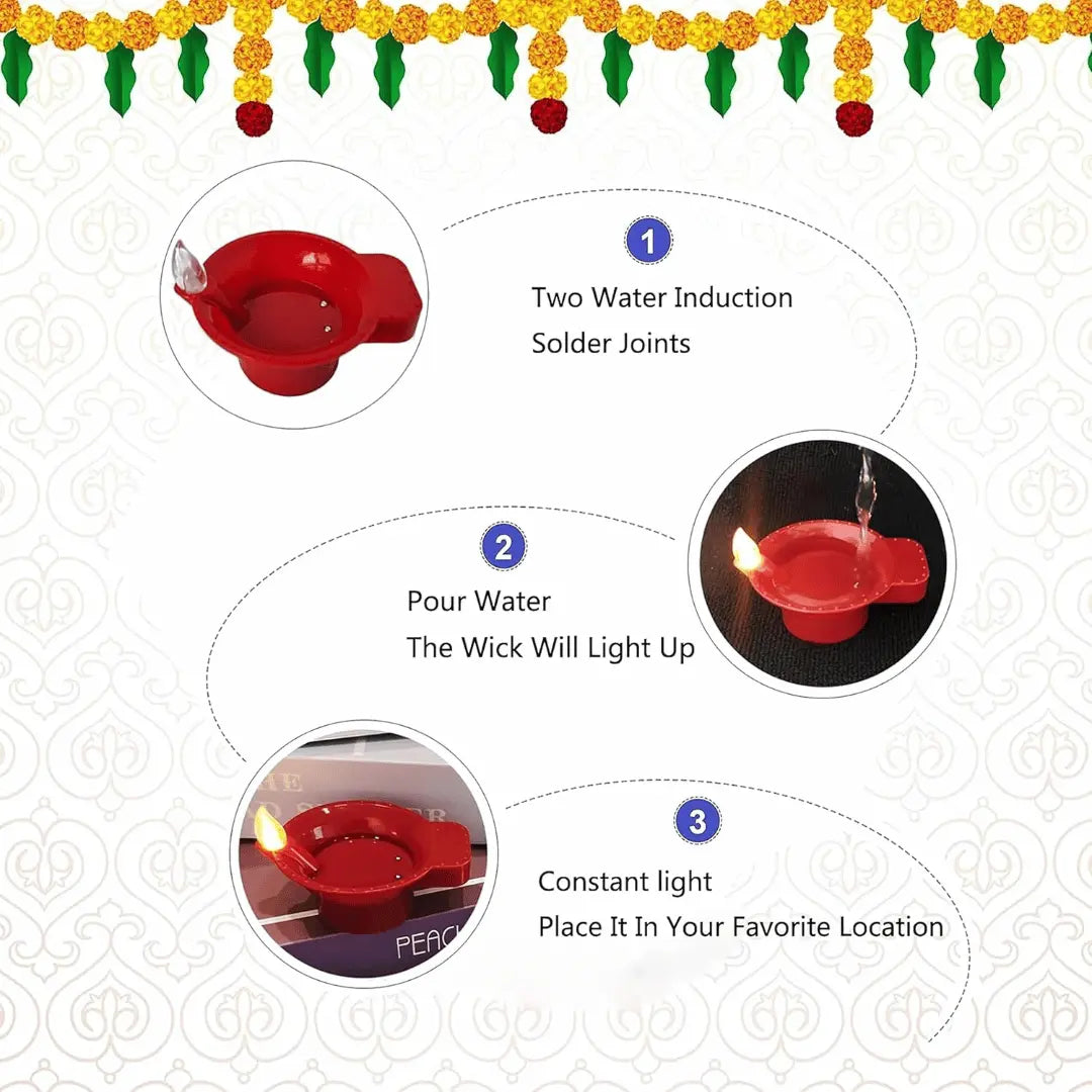 LED Water Sensor Diyas for Decoration | Kids & Pets Friendly